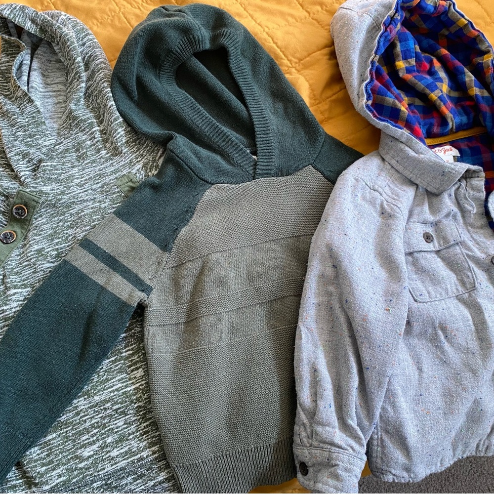 Cat & Jack Kids' Hoodie Trio - Slub Green, Two-tone, and Blue Plaid